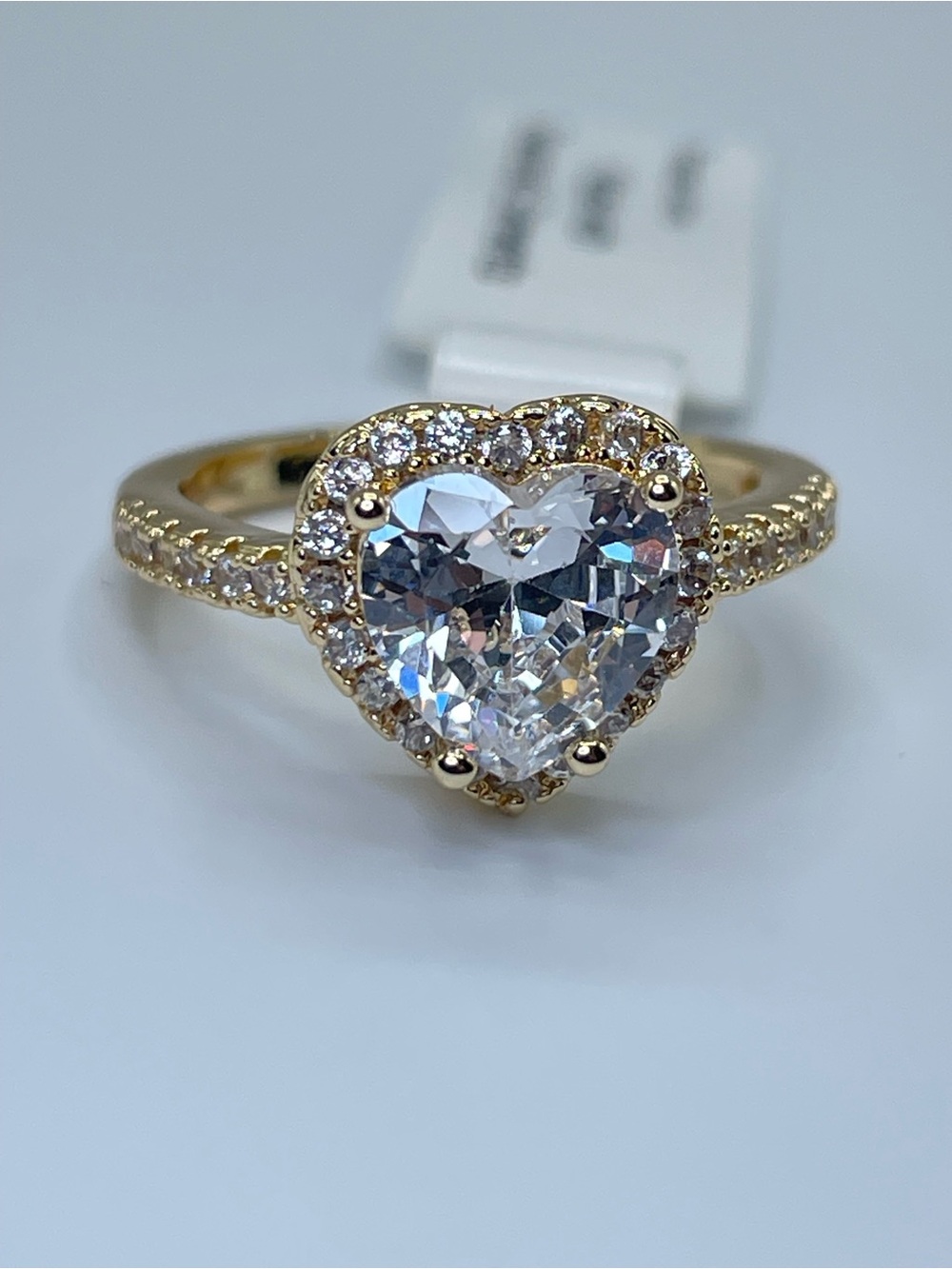 Swarovski Crystal Elements White Heart Cut Swarovski Crystal Halo Ring Sz 6